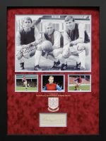 Bobby Moore, Martin Peters and Geoff Hurst Signed West Ham Photo and Autograph Display - Memorabilia Framers Shop